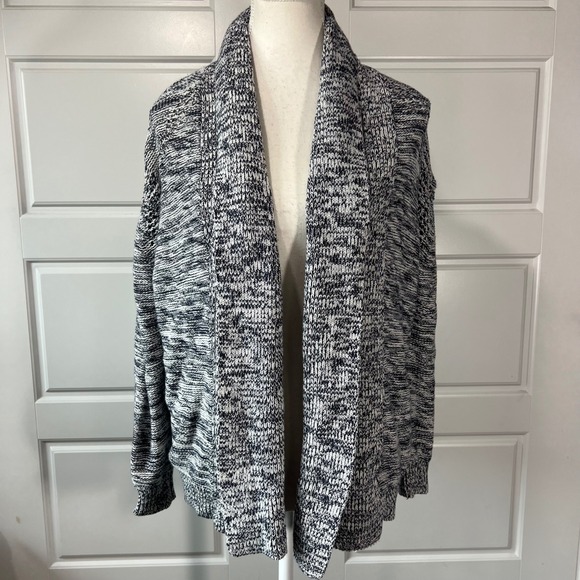 Wendy Bellissimo Sweaters - Wendy Bellissimo Knit Cardigan Sweater Shawl Collar Draped Open Back L Gray